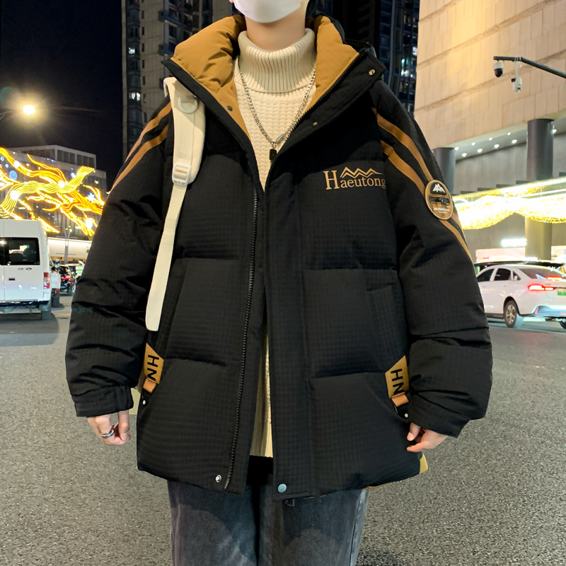 2024冬季新款青少年羽绒服男士外套宽松休闲百搭时尚条纹外套保暖