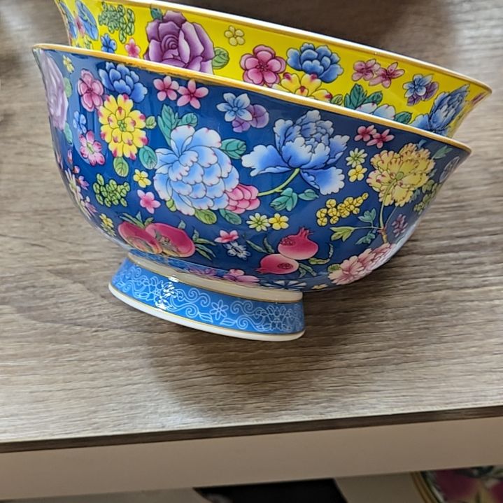 瓷片瑕疵内有瑕疵珐琅彩万花6寸2个面碗6666