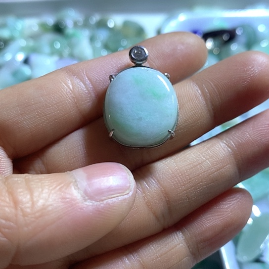 翡翠银S925镶嵌颈饰吊坠