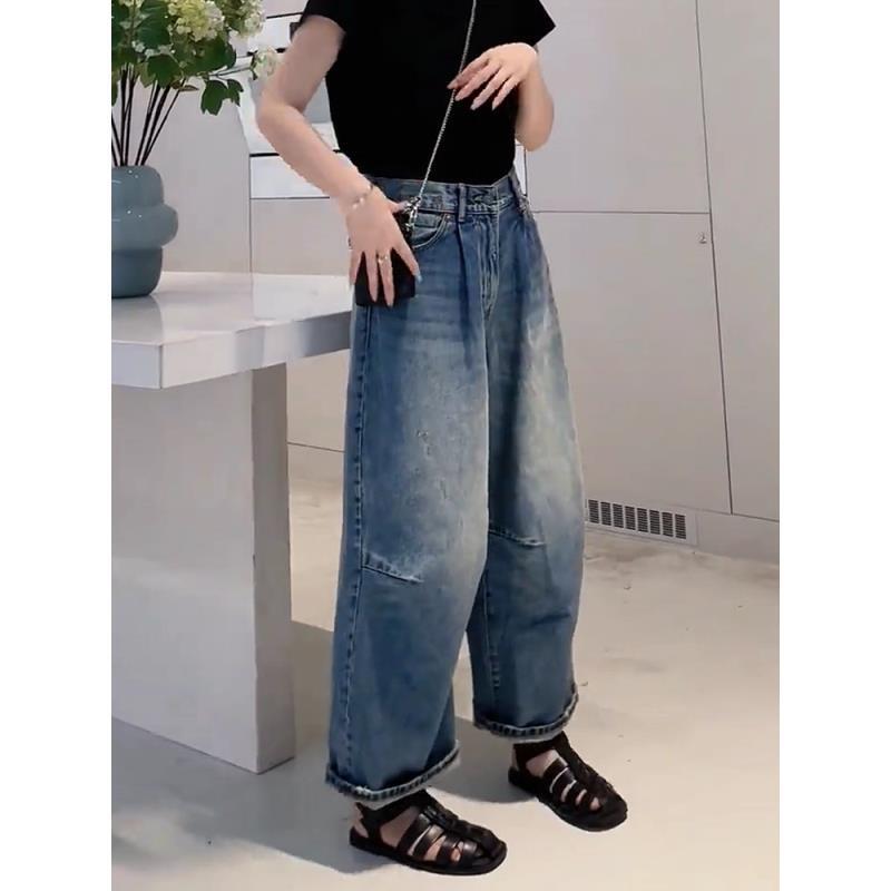 新新定制-高腰阔腿夏季宽松显瘦美式复古九分牛仔裤181617