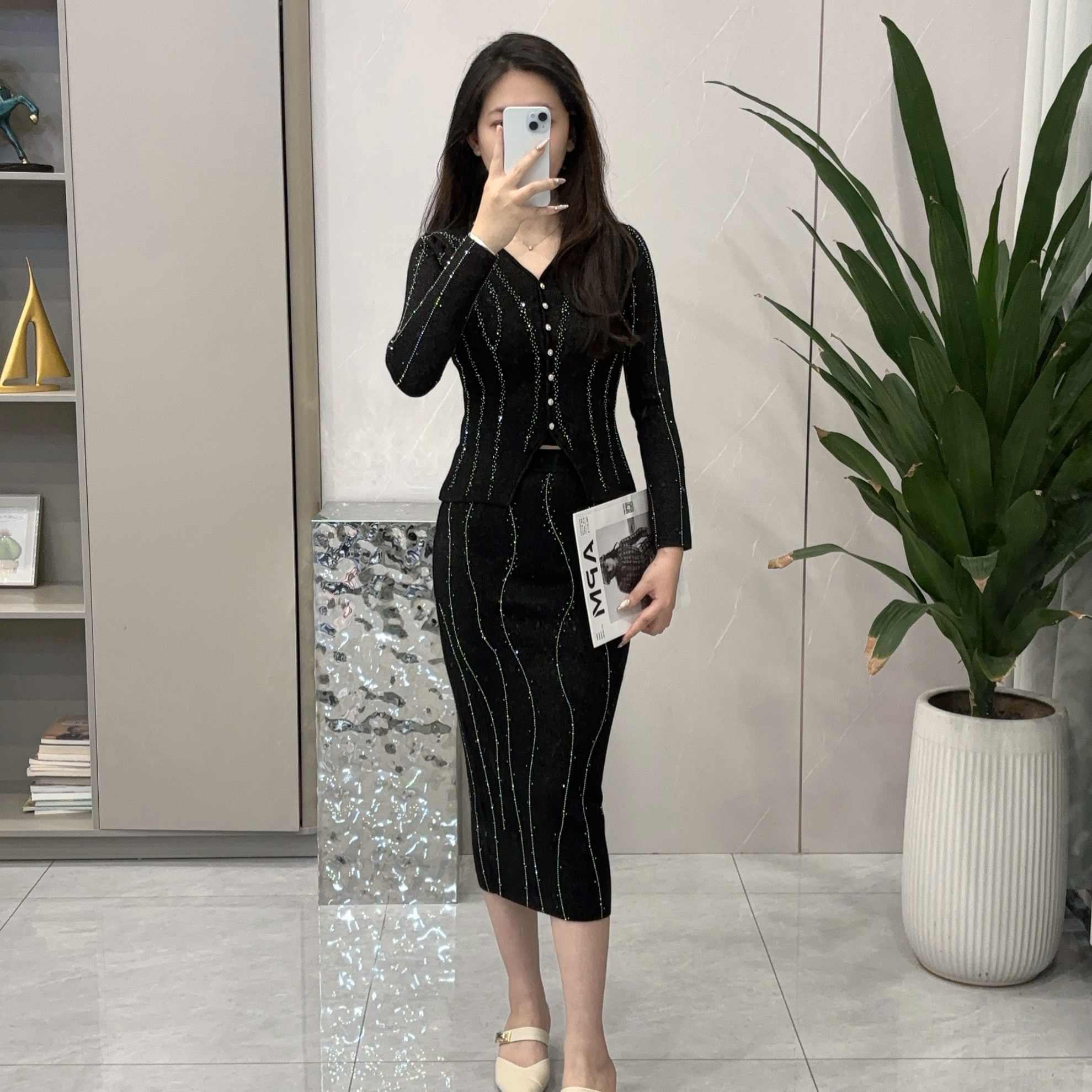 25339/25400小香风气质轻奢时尚百搭休闲设计师针织套装