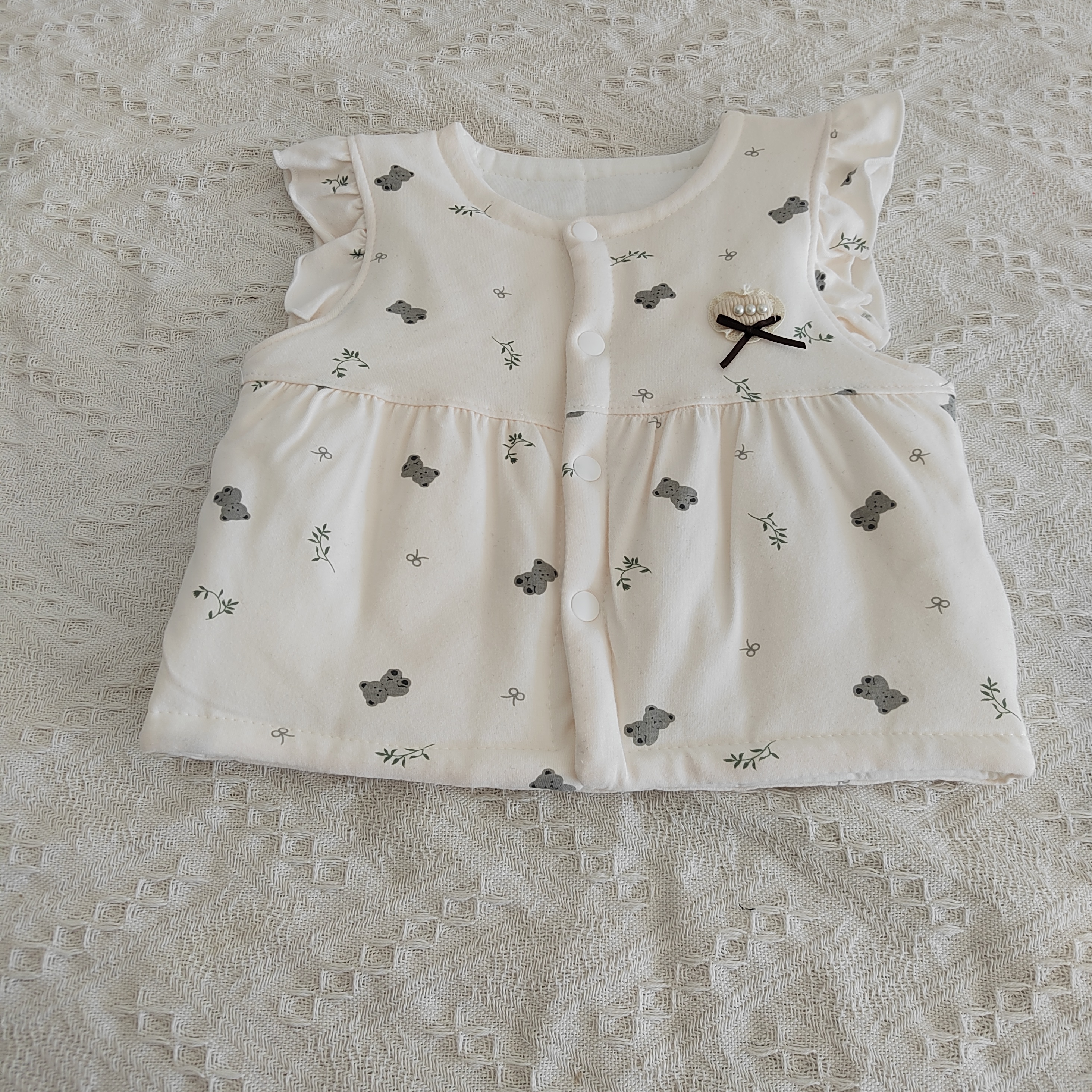 女童碎花翻领四粒扣马甲秋冬款休闲外穿针织保暖背心坎肩