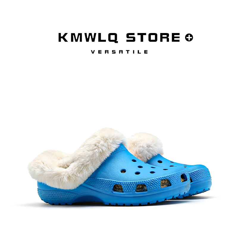 秋冬大童洞洞鞋男棉拖鞋包头凉鞋加厚加绒棉洞洞鞋两穿棉拖鞋冬季