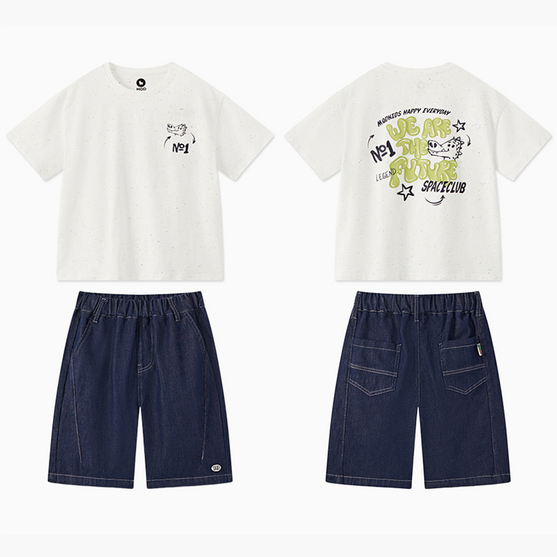 MQD童装儿童夏新款卡通休闲学院风短袖T恤套装TCW03M2_1