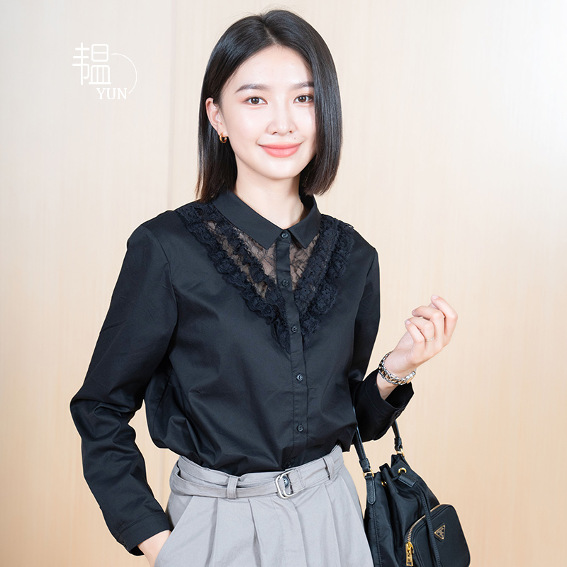 秋季新款显瘦法式气质蕾丝衬衫C241213928 M