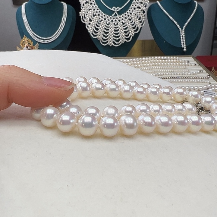 银S925镶嵌颈饰淡水珍珠➕9-10高品极光炫彩毕业