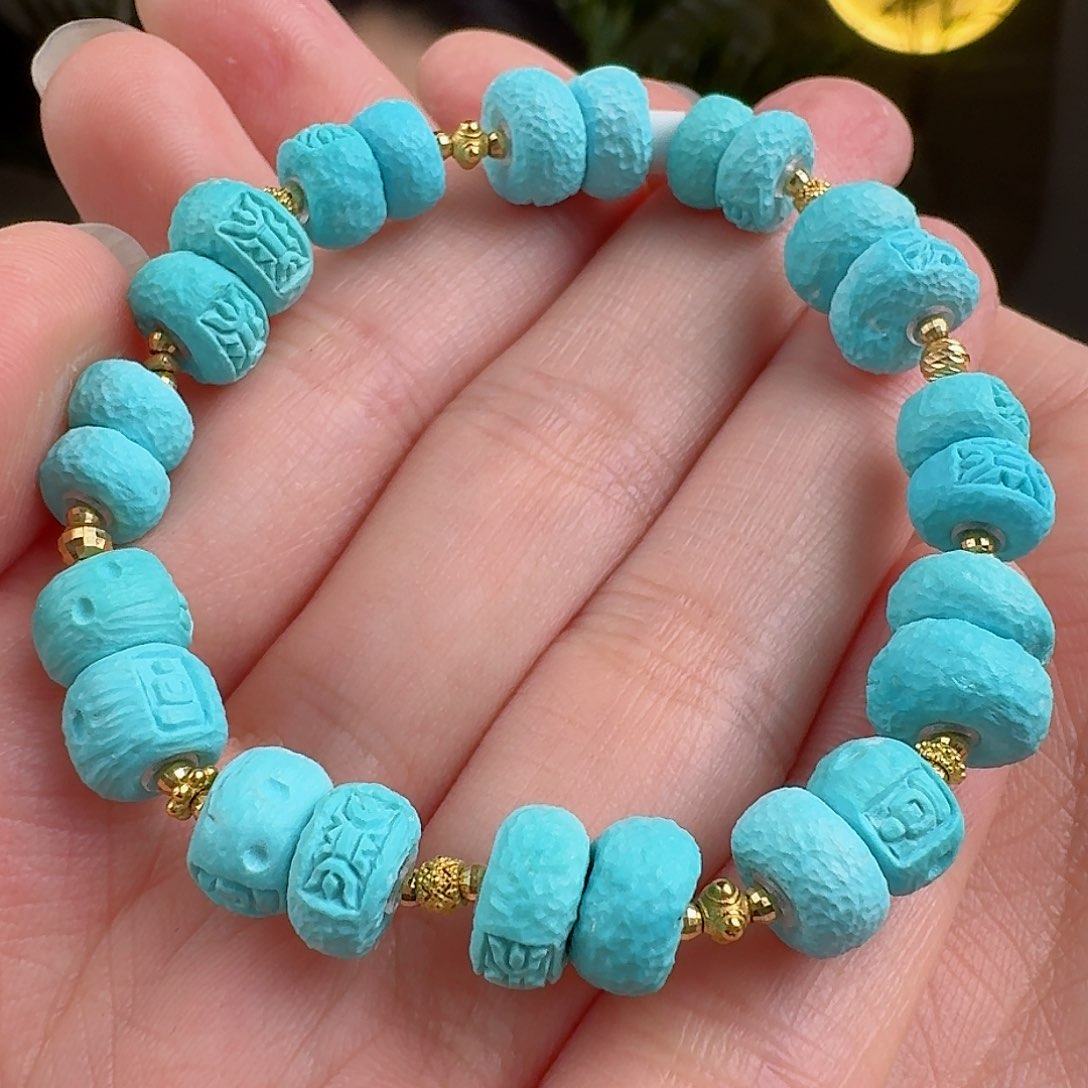 绿松石珠宝奇石18K金镶嵌