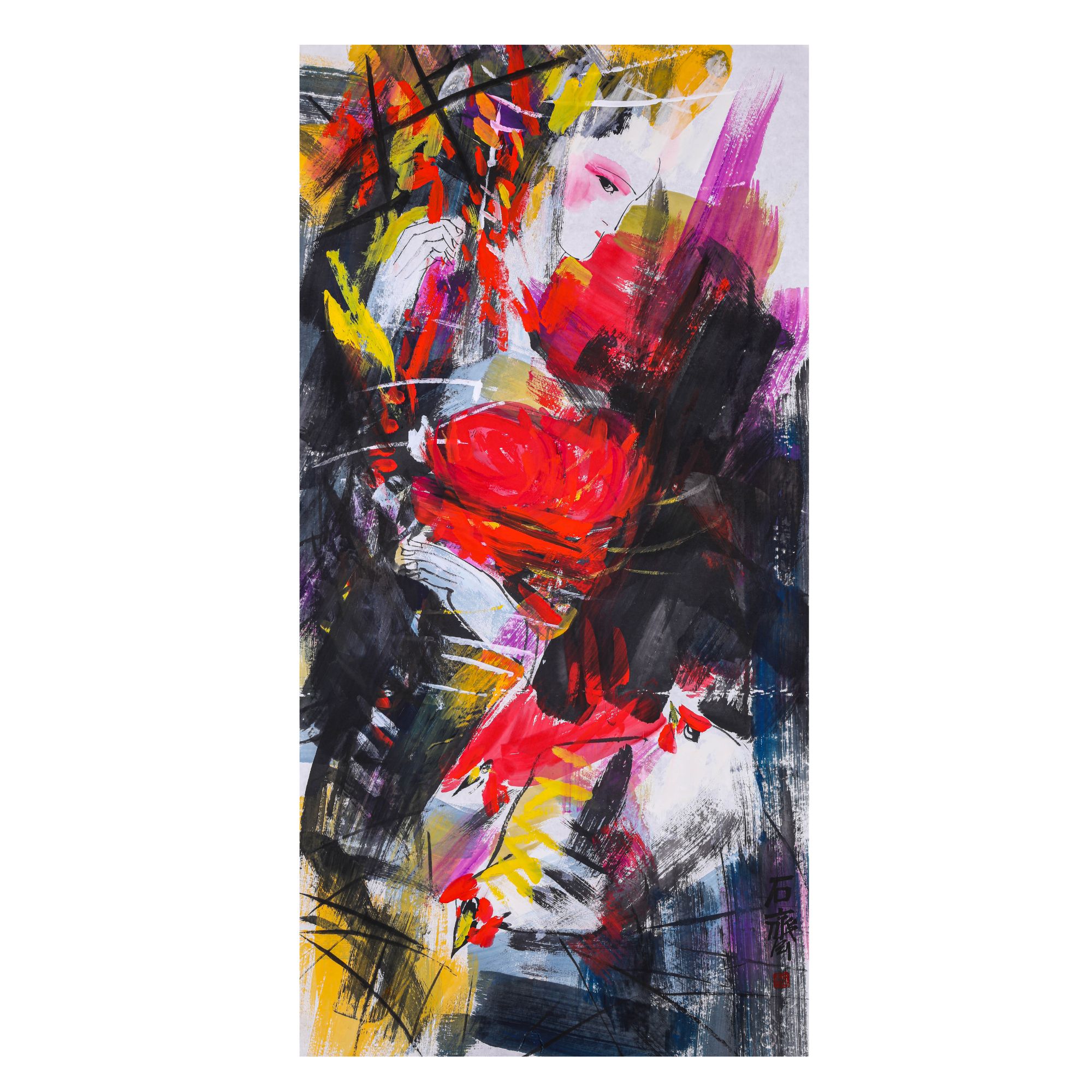 013  三场石齐 人物  68.5*137cm