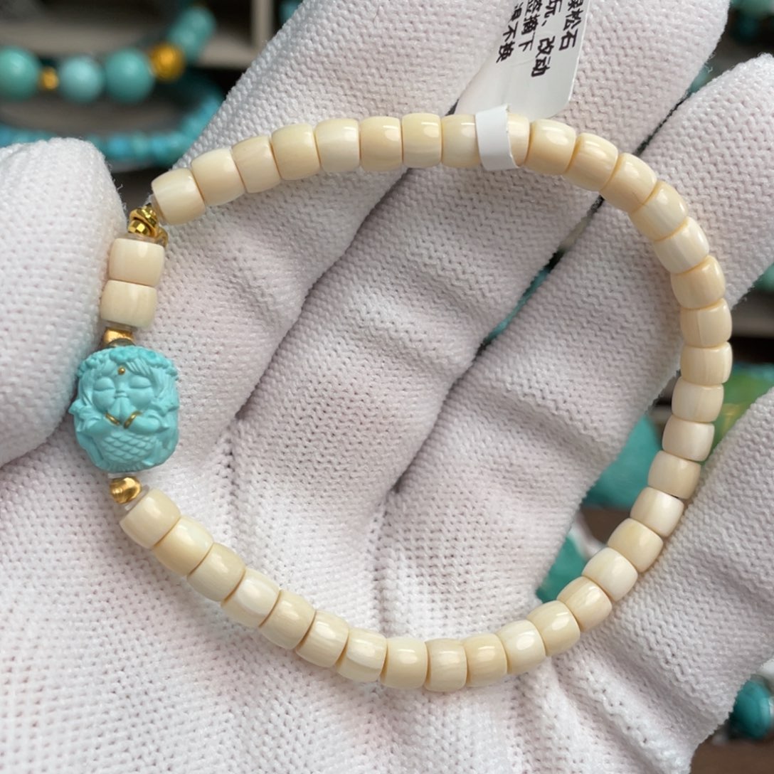 绿松石未镶嵌高瓷蓝美人鱼单圈4