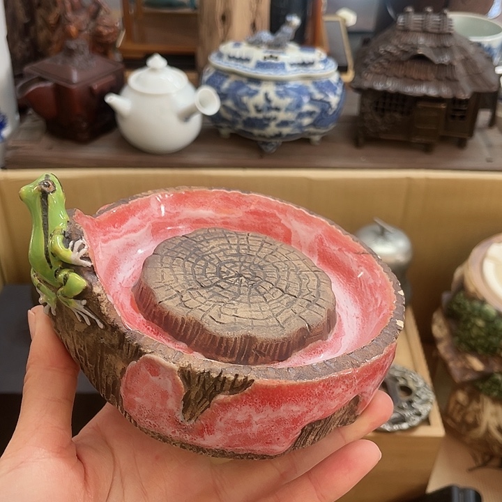 陶中古工艺品摆件