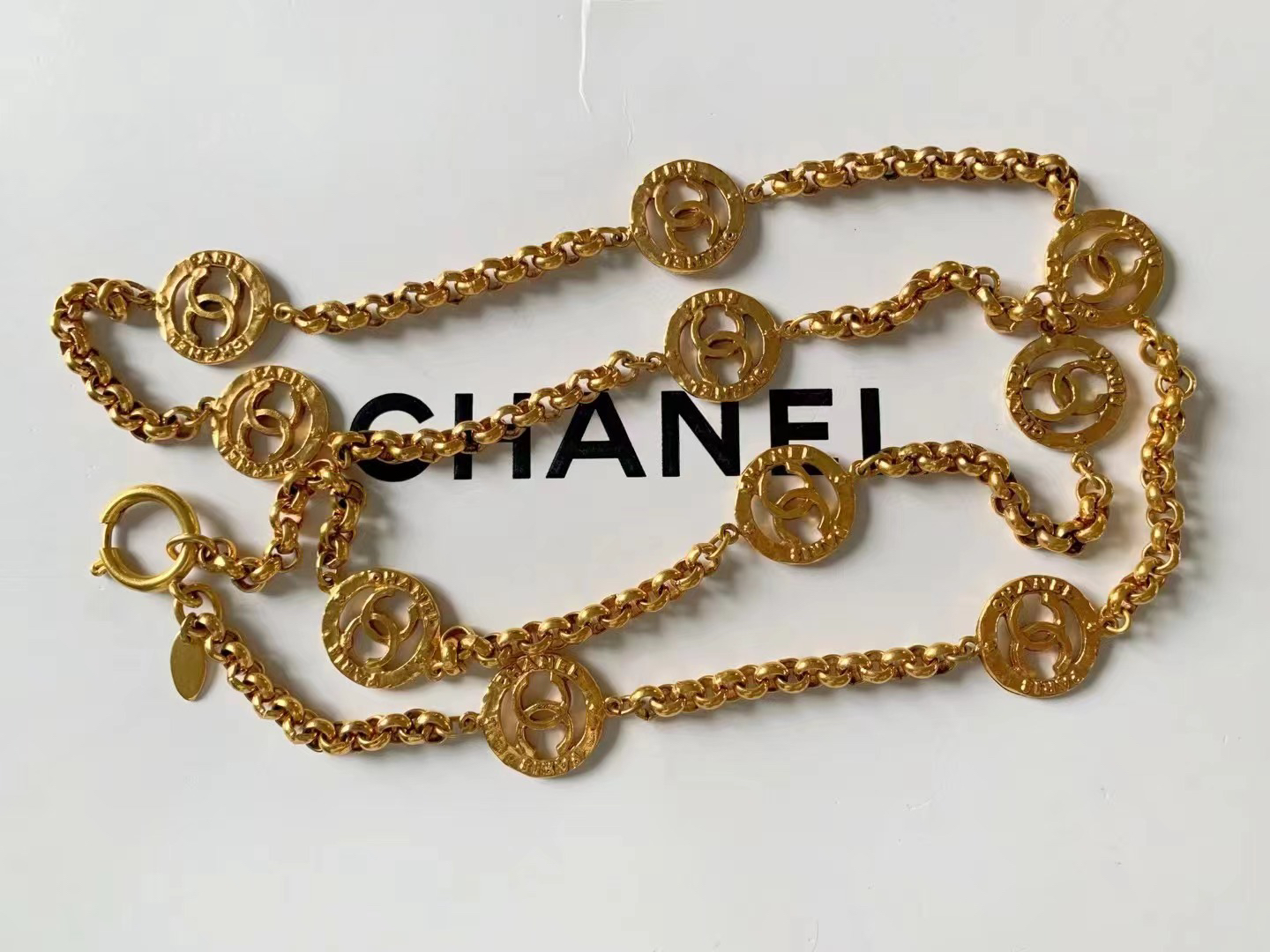 95新 Chanel/香奈儿 Chanel vintage香奈儿中古镂空金币项链