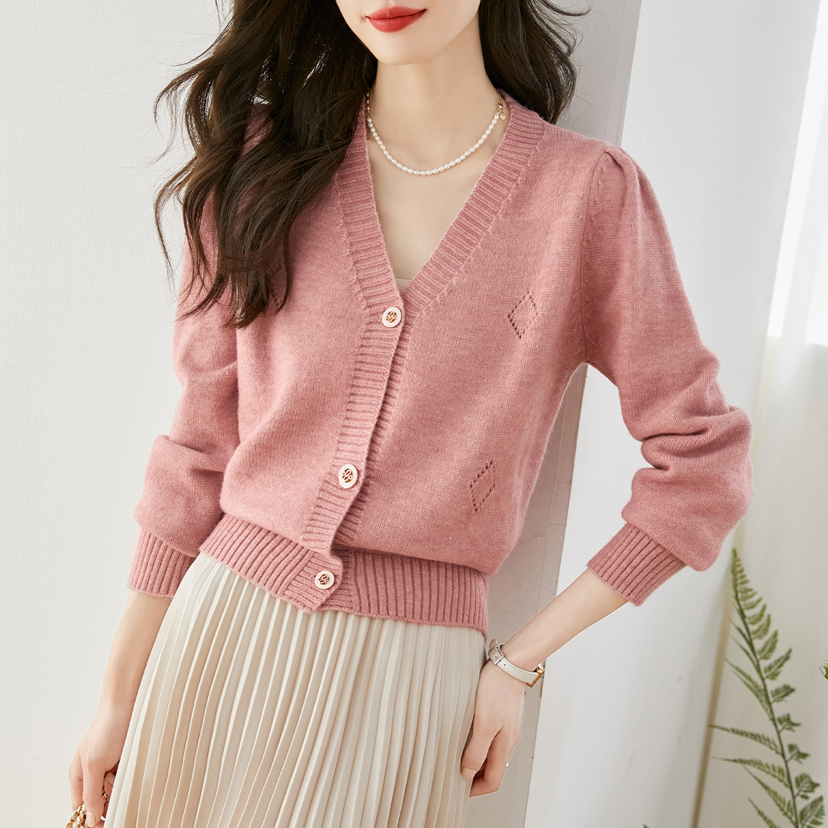 *慵懒风针织开衫女2025新款气质毛衣外套显瘦上衣71578