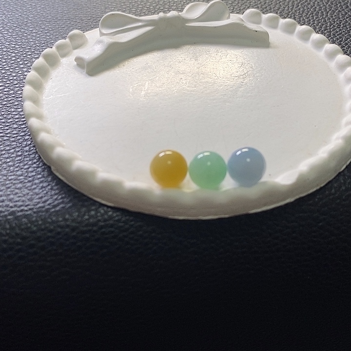 翡翠未镶嵌颈饰卡9黄绿蓝色系圆珠一组