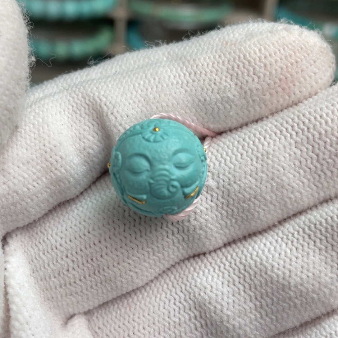 绿松石未镶嵌精品象宝圆珠