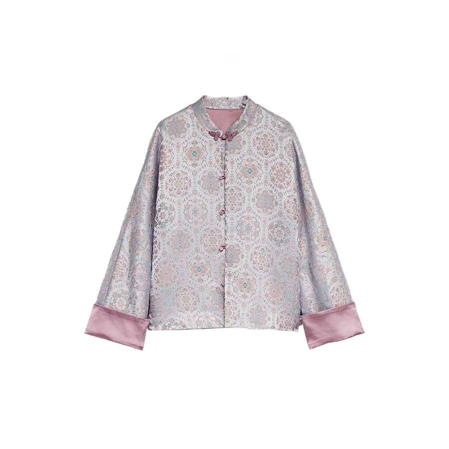 海绫 新款秋季桑蚕丝宋锦刺绣加厚羊绒棉时尚国风上衣 TZF-0947