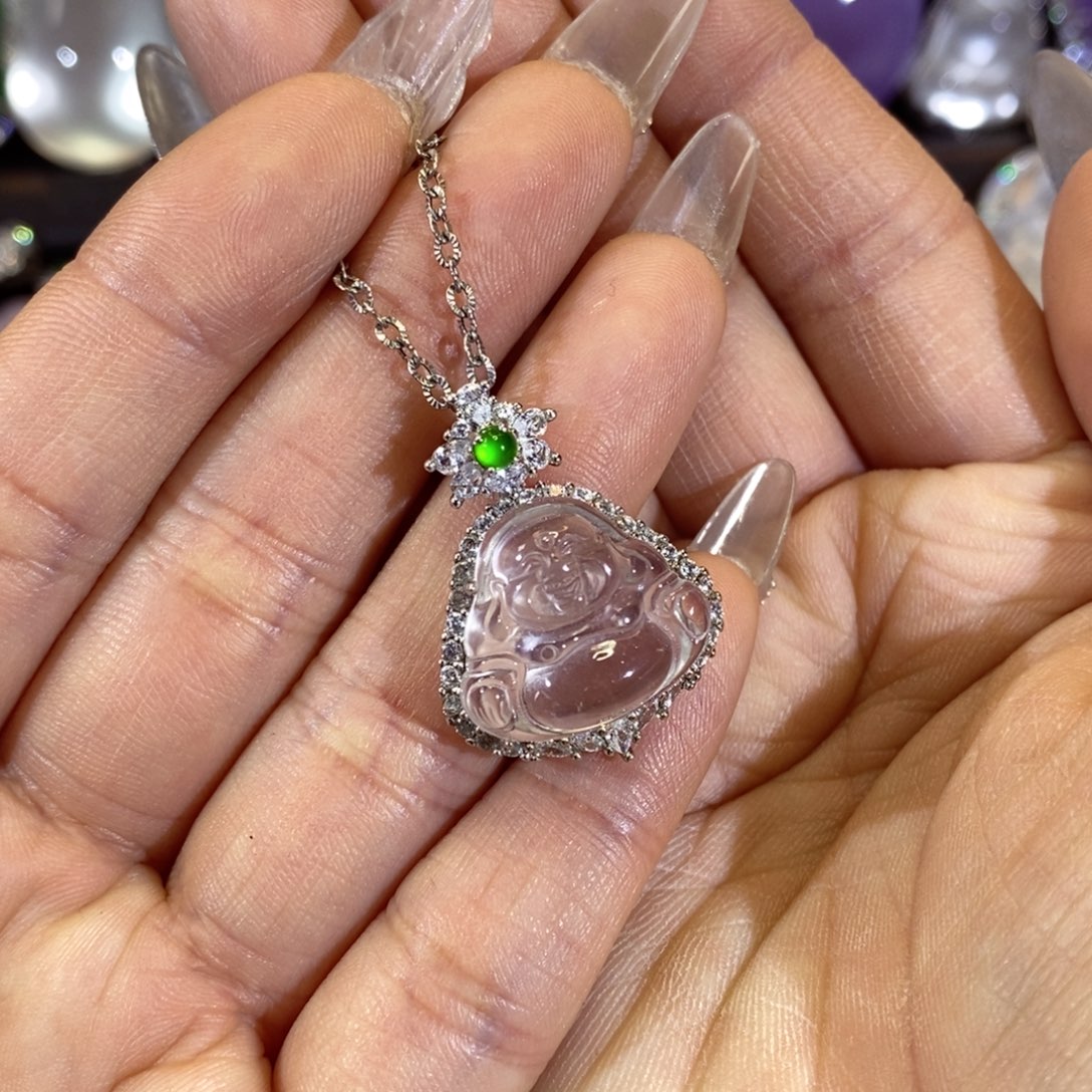 石英质玉颈饰银S925镶嵌珠*?