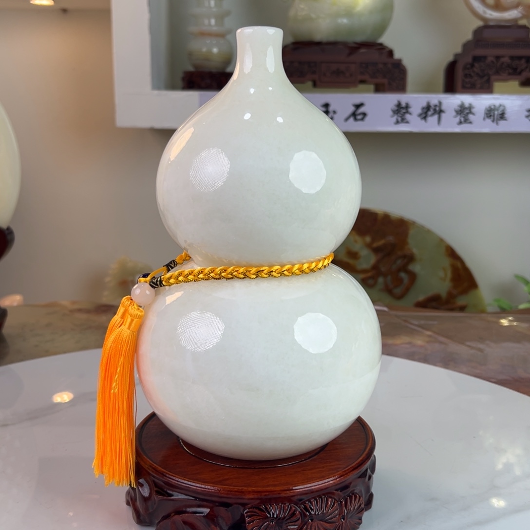 润***呈玉天然精品白冰料大葫芦