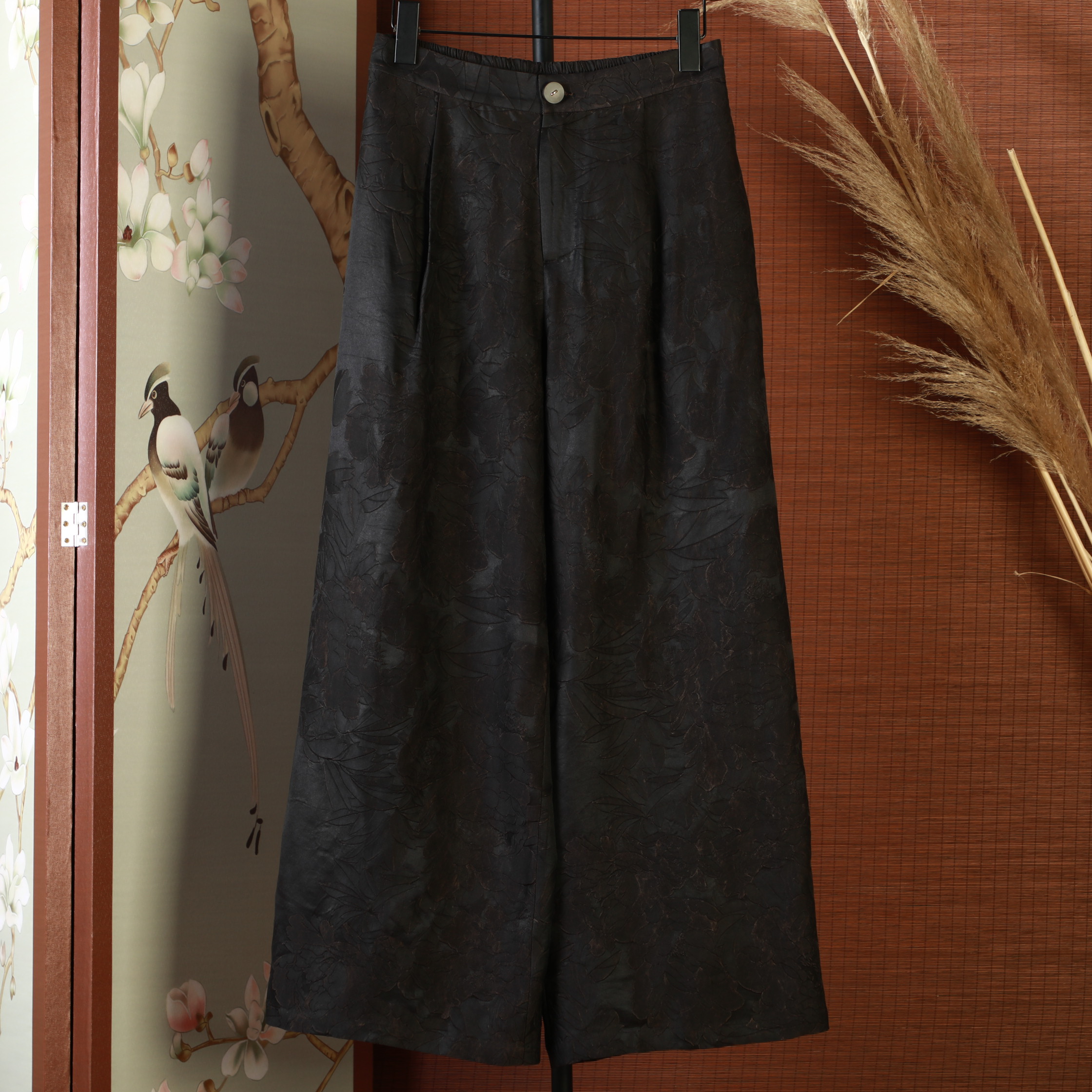 陈  新中式 香云纱重段直筒裤 169024