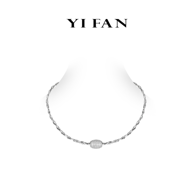 坠链均925银合成锆石 2712-白色路路通素款百搭项链