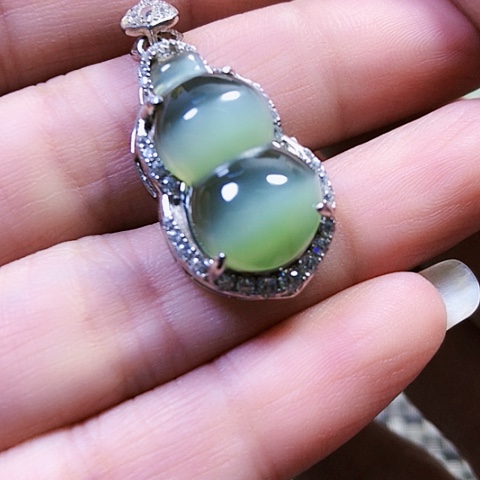 和田玉银S925镶嵌挂件