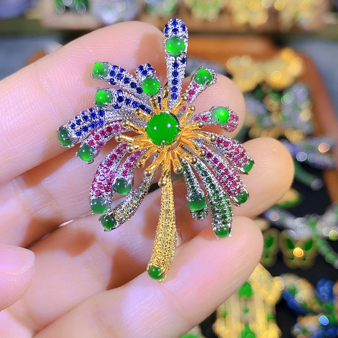 颈饰银S925镶嵌翡翠