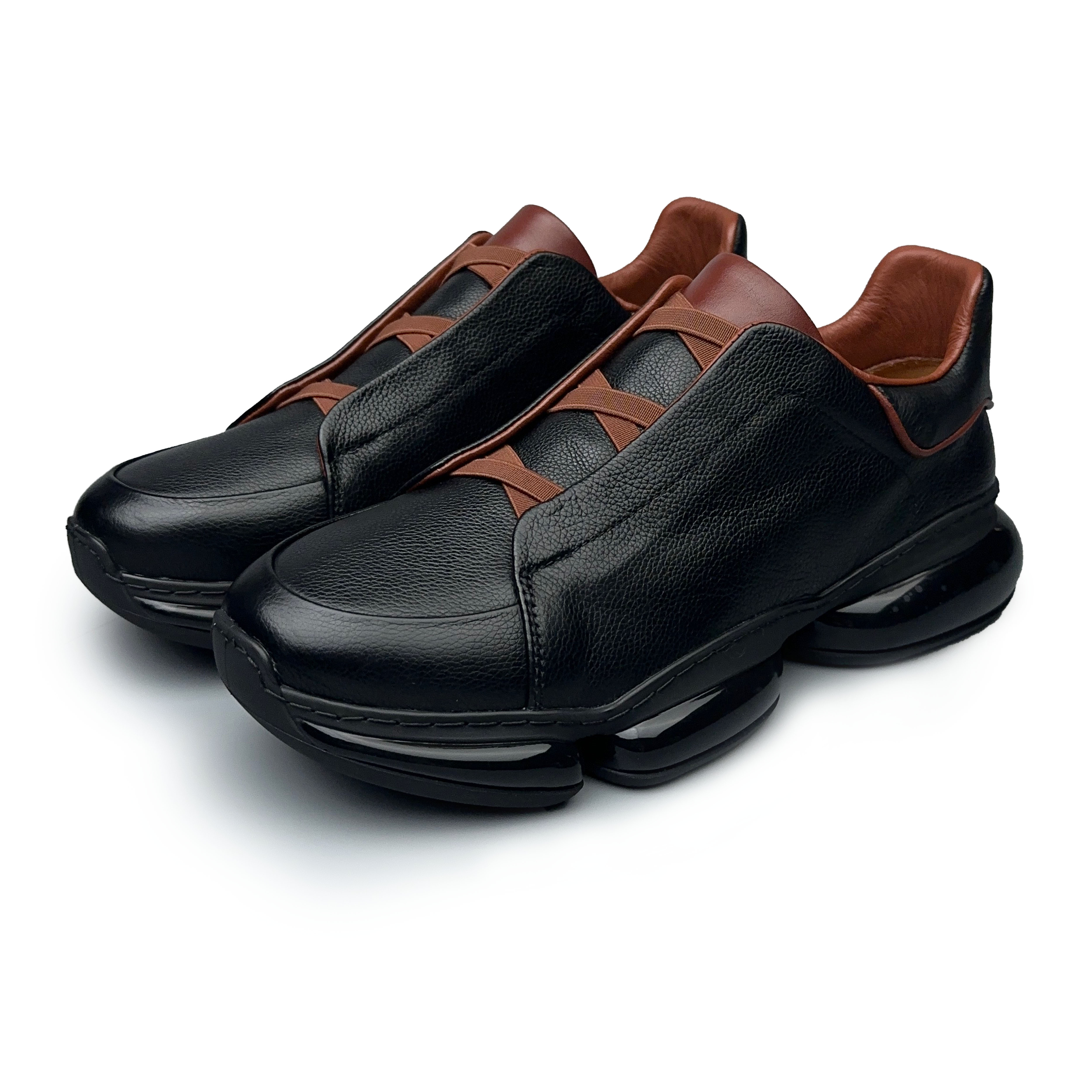 BIEUBRAYR/【气垫底】 黑棕牛皮气垫底一脚蹬百搭休闲软弹鞋