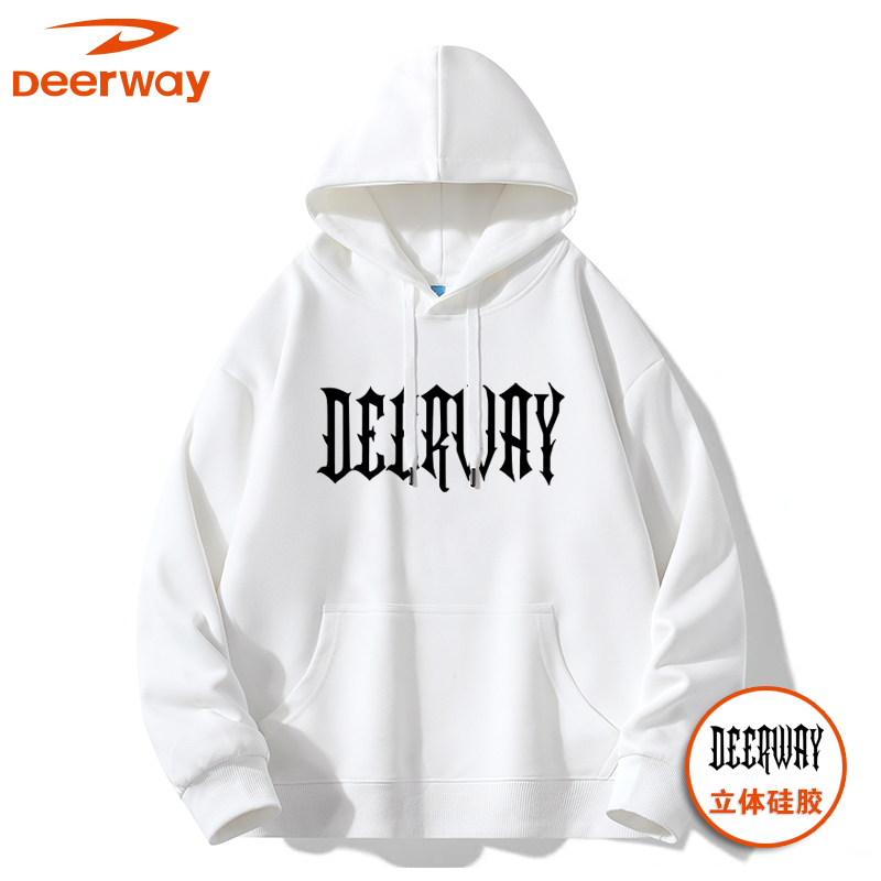 Deerway/德尔惠立体硅胶印花帽衫潮牌男秋季休闲连帽卫衣男女同款