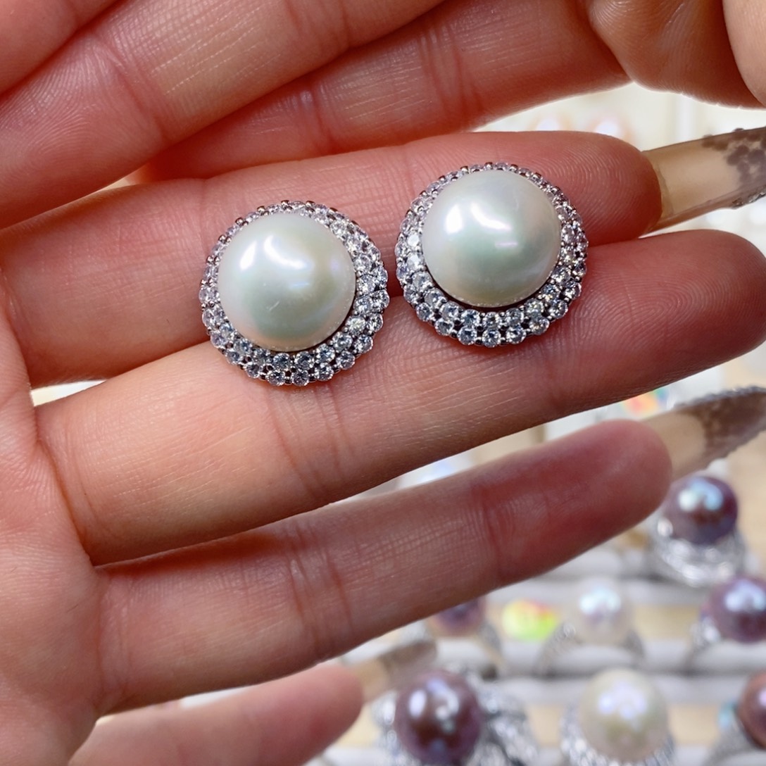 淡水珍珠耳饰合金