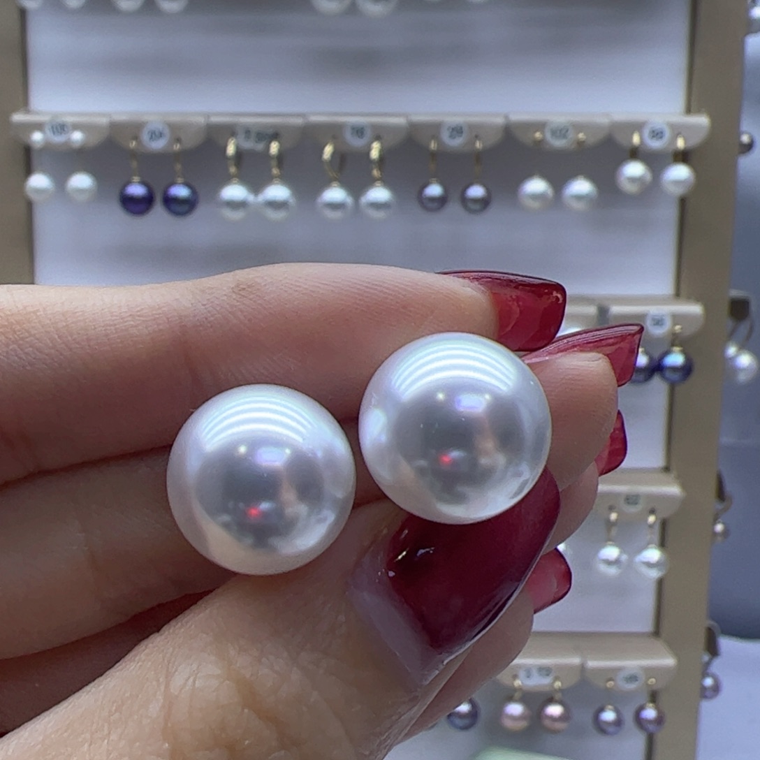 淡水珍珠耳饰18K金镶嵌