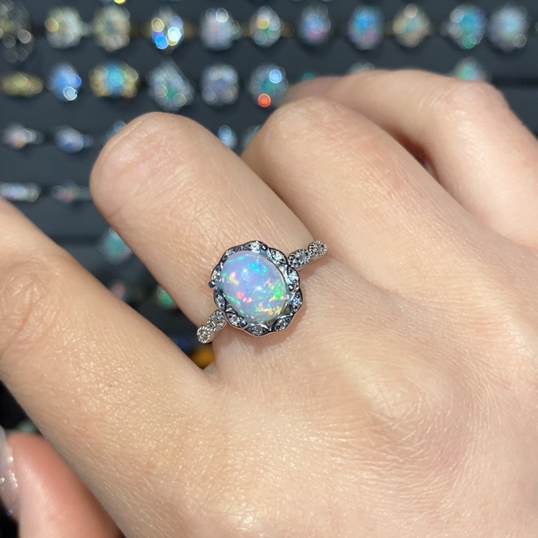 欧泊银S925镶嵌欧泊戒指