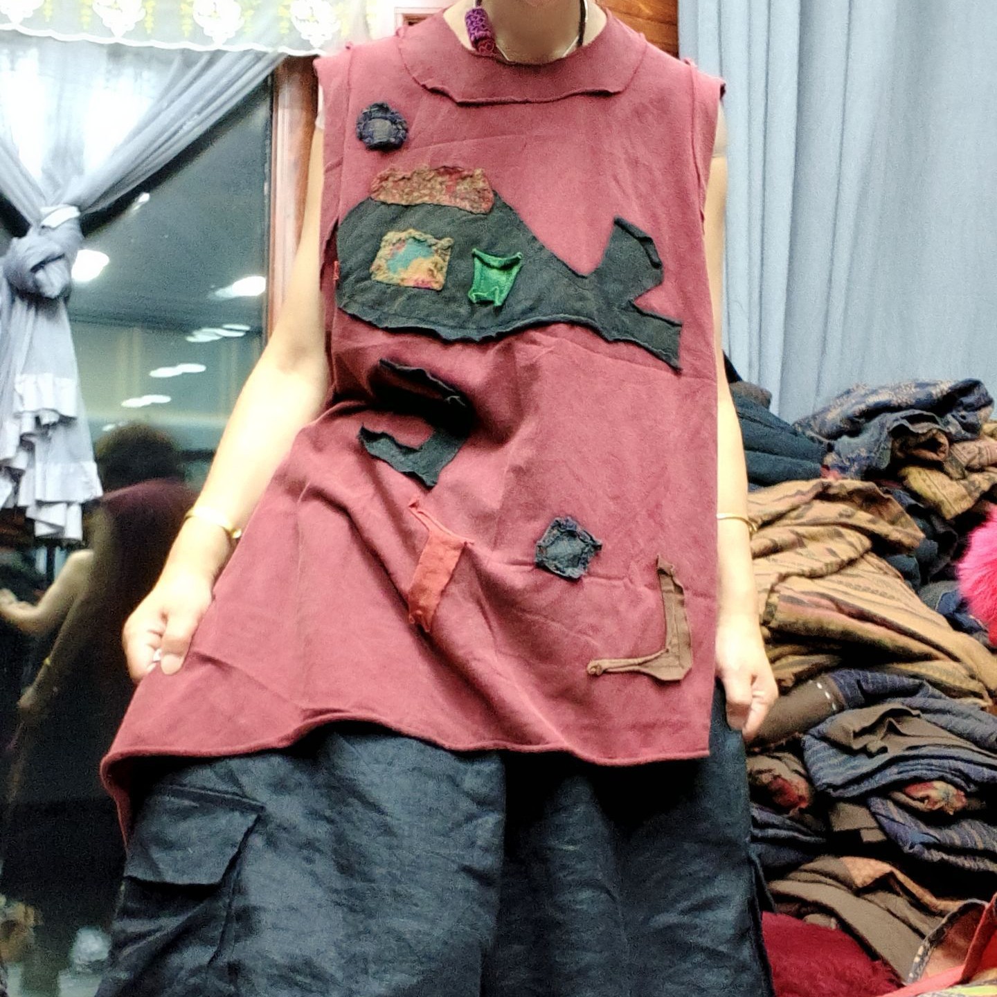 无吊牌做旧宽松字母背心