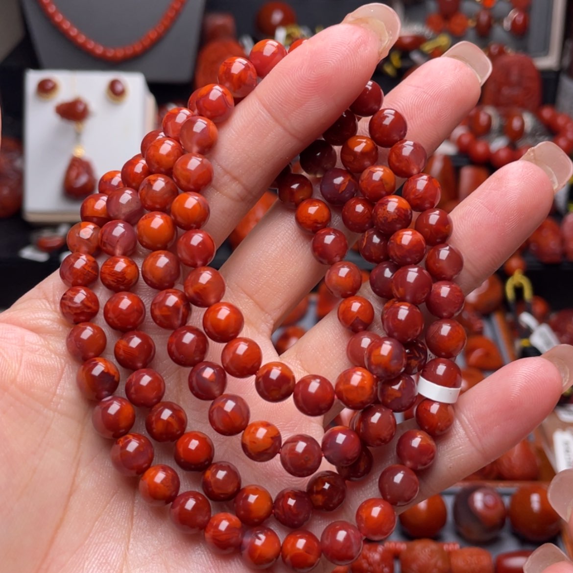 【闪购商品】南红玛瑙7➕牛血红佛珠未镶嵌