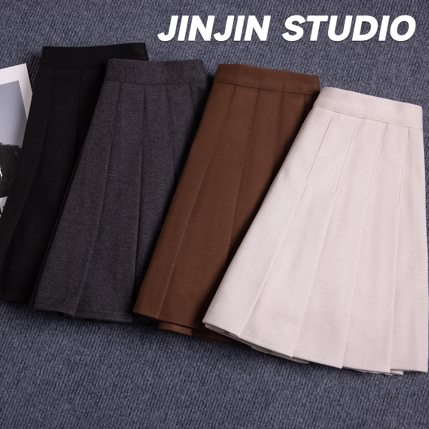 2025秋冬厚款高腰毛呢百褶裙显瘦裙子INS风韩版半身裙百搭A字裙女