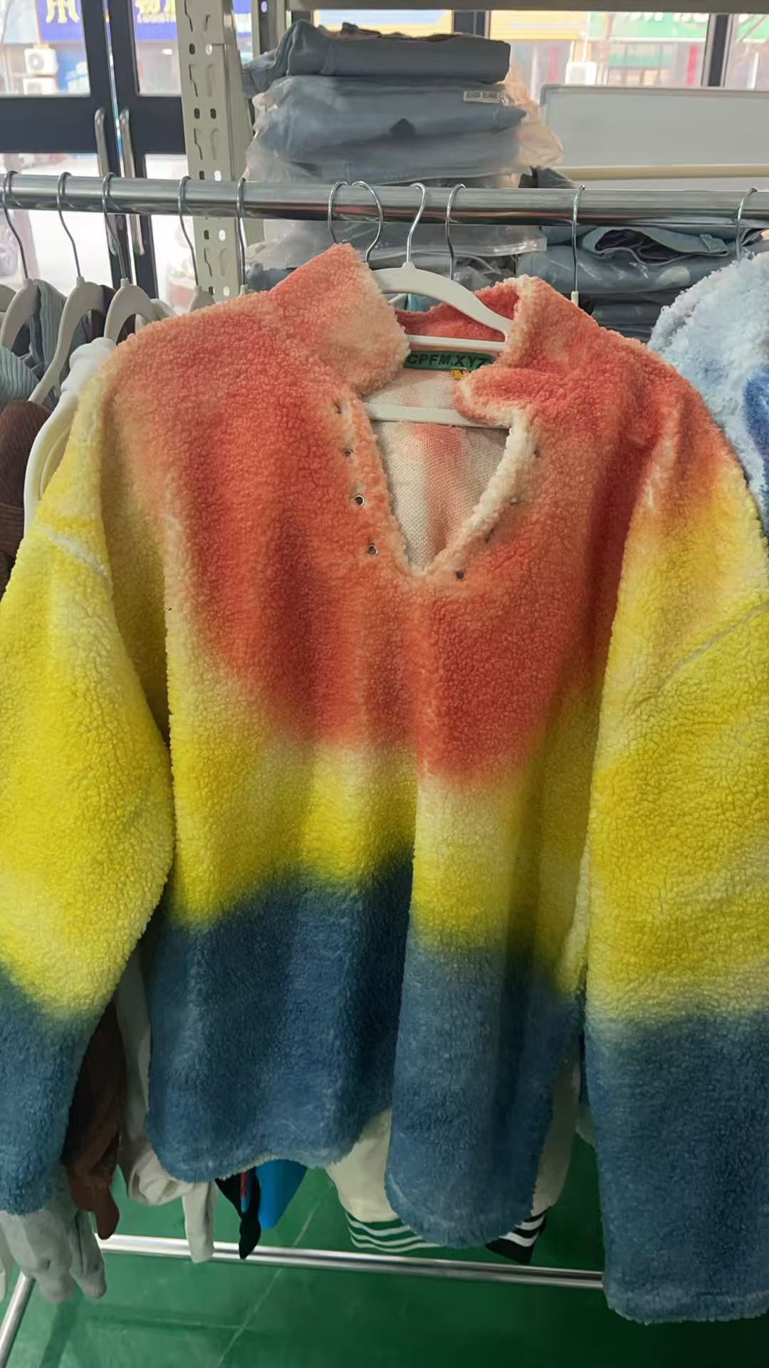 B02-拼接休闲保暖男女款中长款运动加绒加厚款卫衣时尚