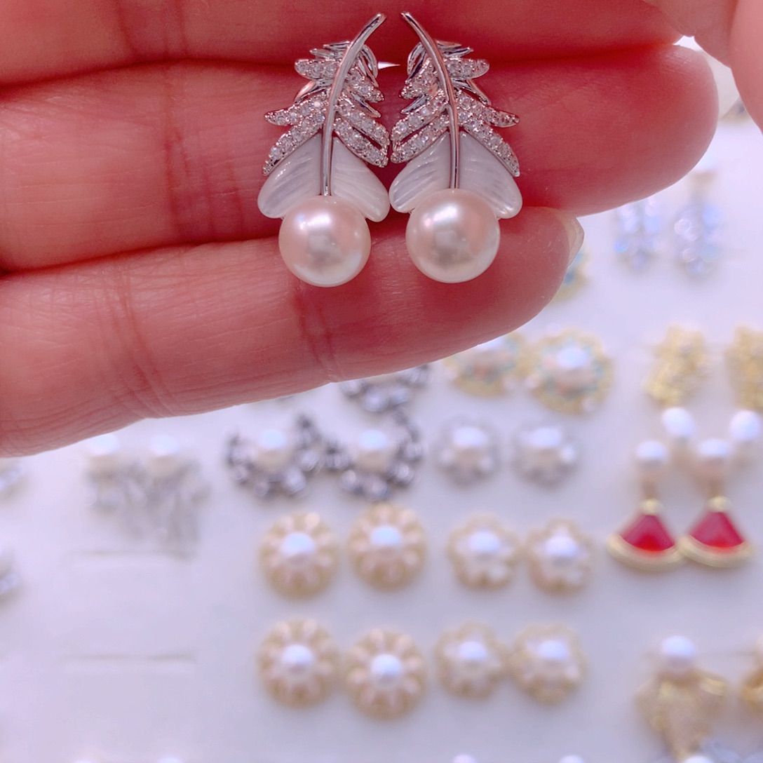 合金淡水珍珠耳饰