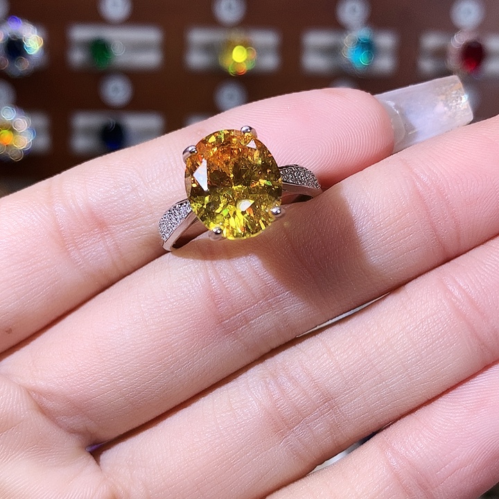 925银金丝雀黄戒指