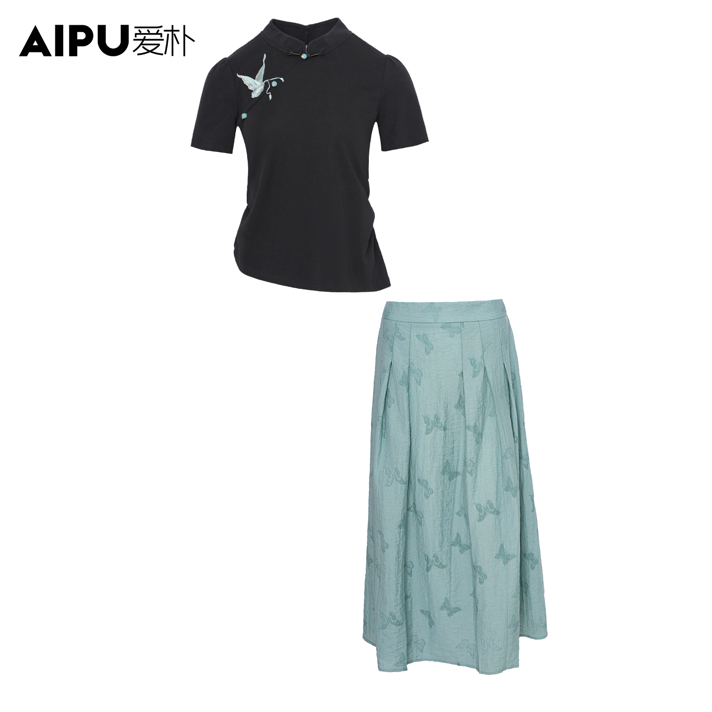 爱朴品牌大码女装2025夏季新款时尚洋气显瘦简约休闲套装女23240A