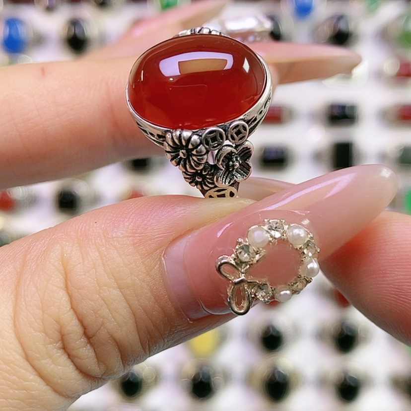 【闪购商品】银S925镶嵌戒指玛瑙/玉髓