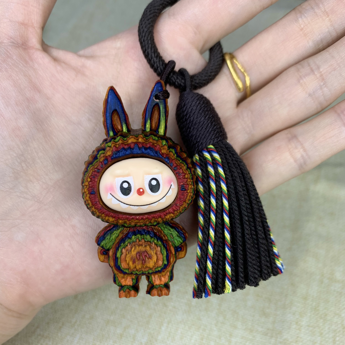 壹心 彩虹木布布钥匙扣包挂可爱实木