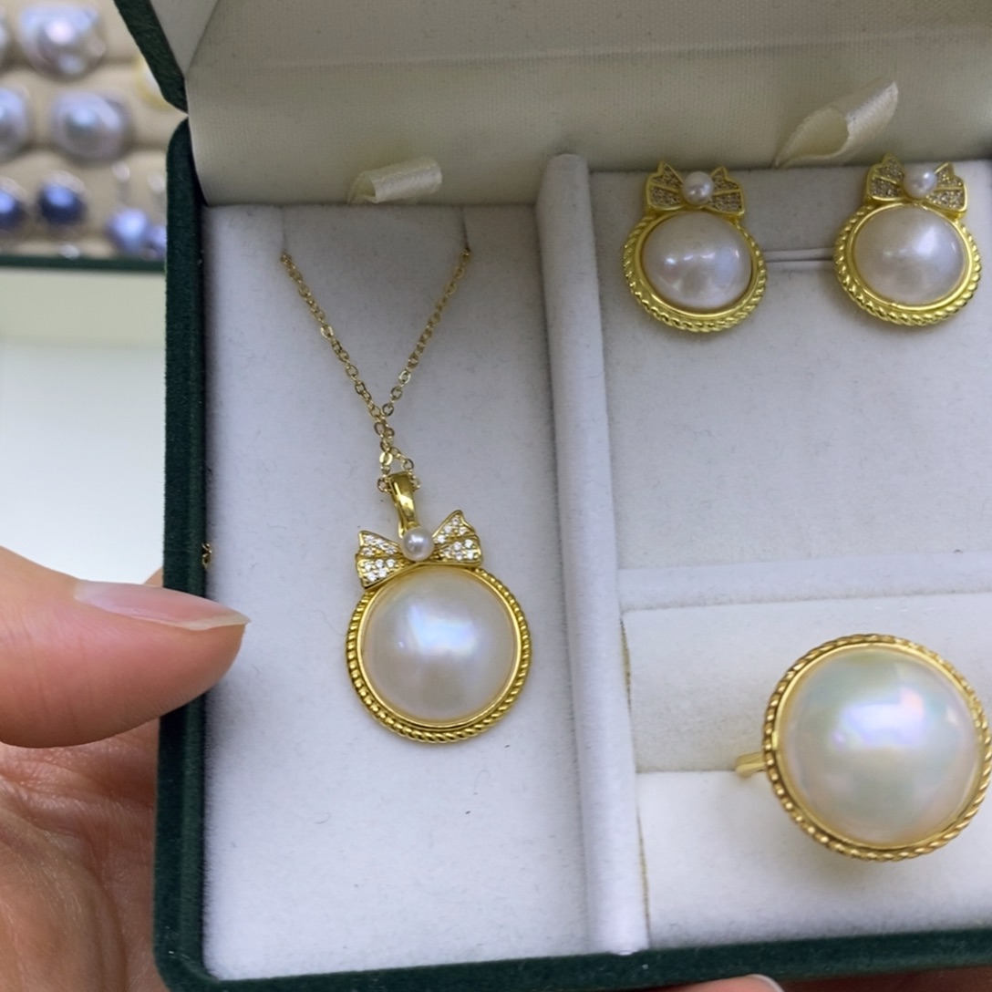 拼合珍珠（马贝珠）套装银S925镶嵌