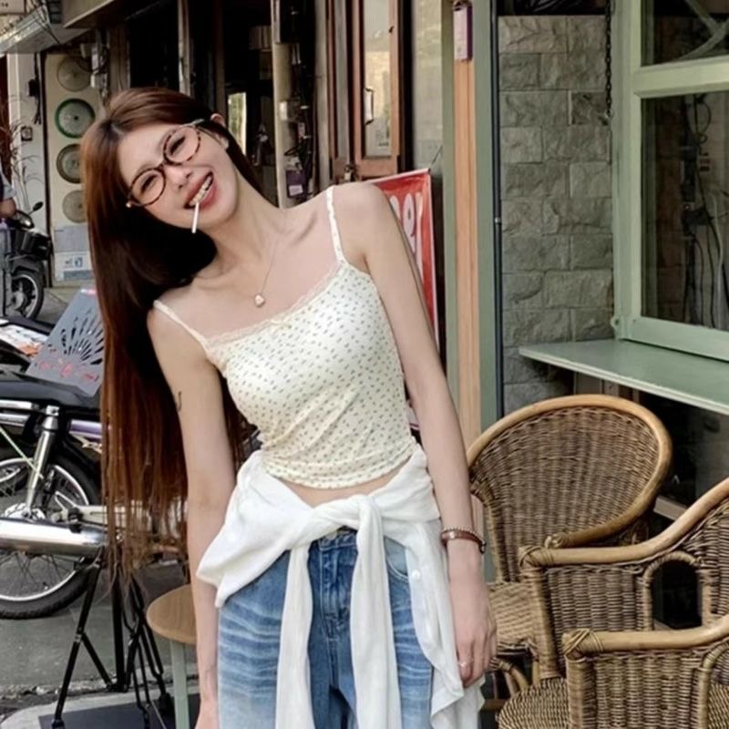 83碎花吊带背心冰丝背心女吊带女冰丝降温修身内搭外穿