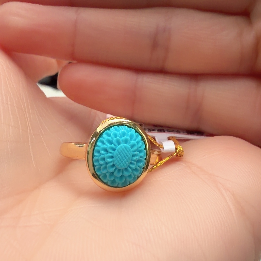 绿松石银S925镶嵌戒指