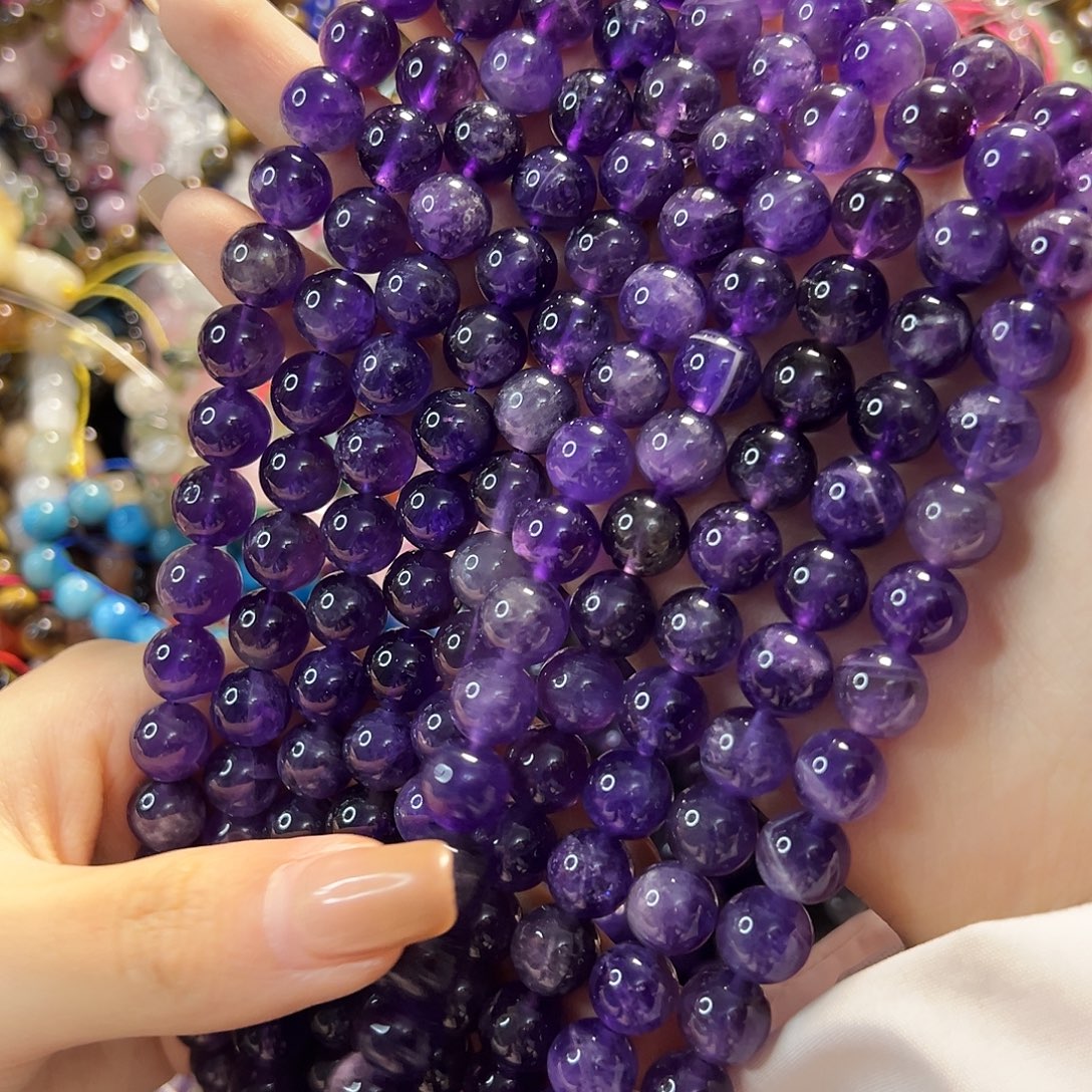 玛瑙/玉髓未镶嵌珠宝半成品紫水卡10一条