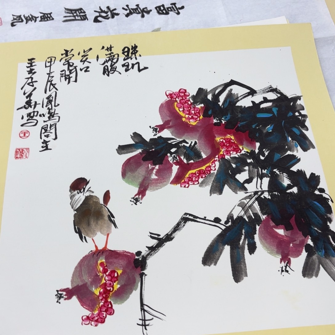 国画手绘花鸟山水