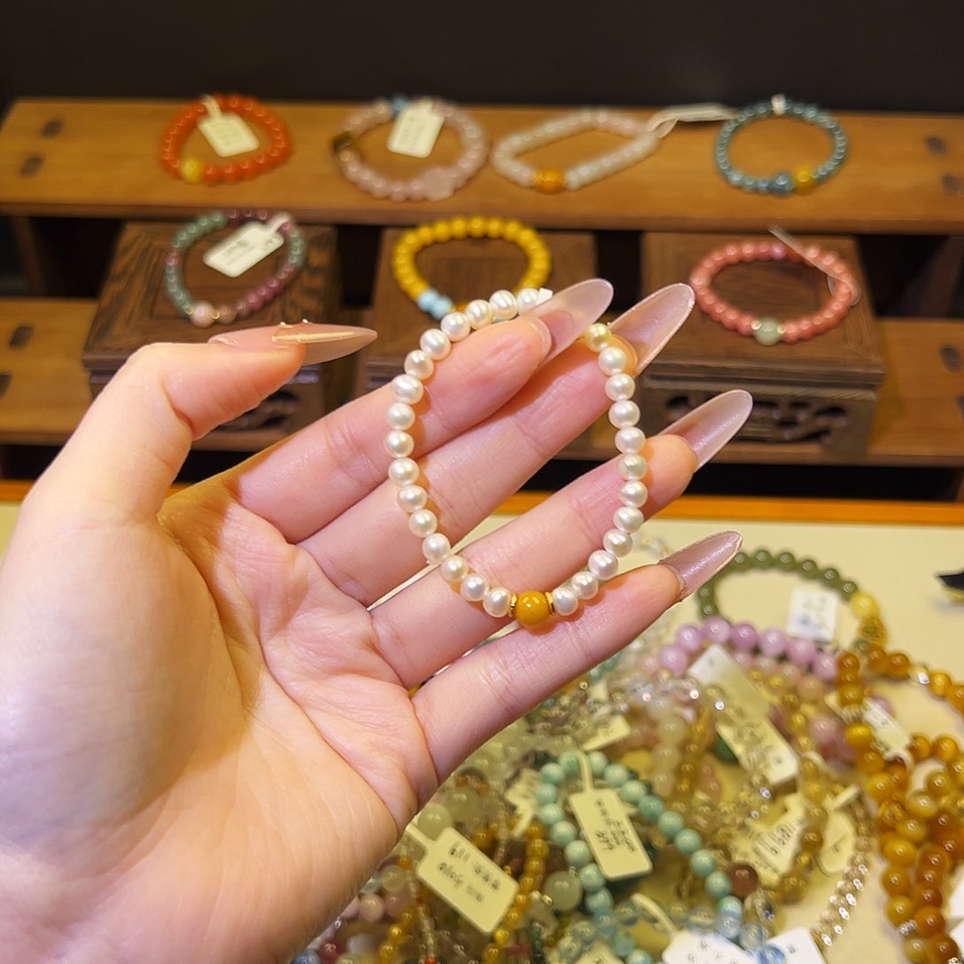 水晶手链银S925镶嵌珍珠196