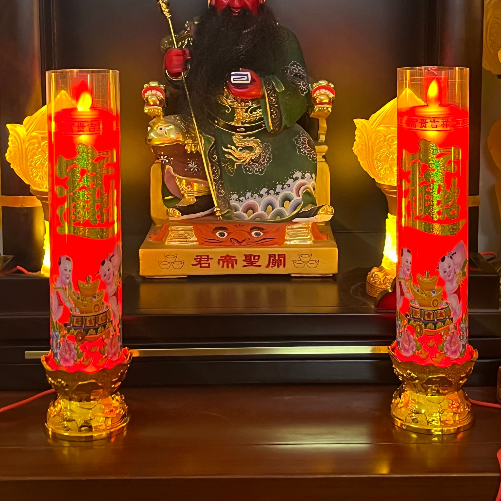 电子蜡烛招财进宝春节节庆关二爷财神供灯