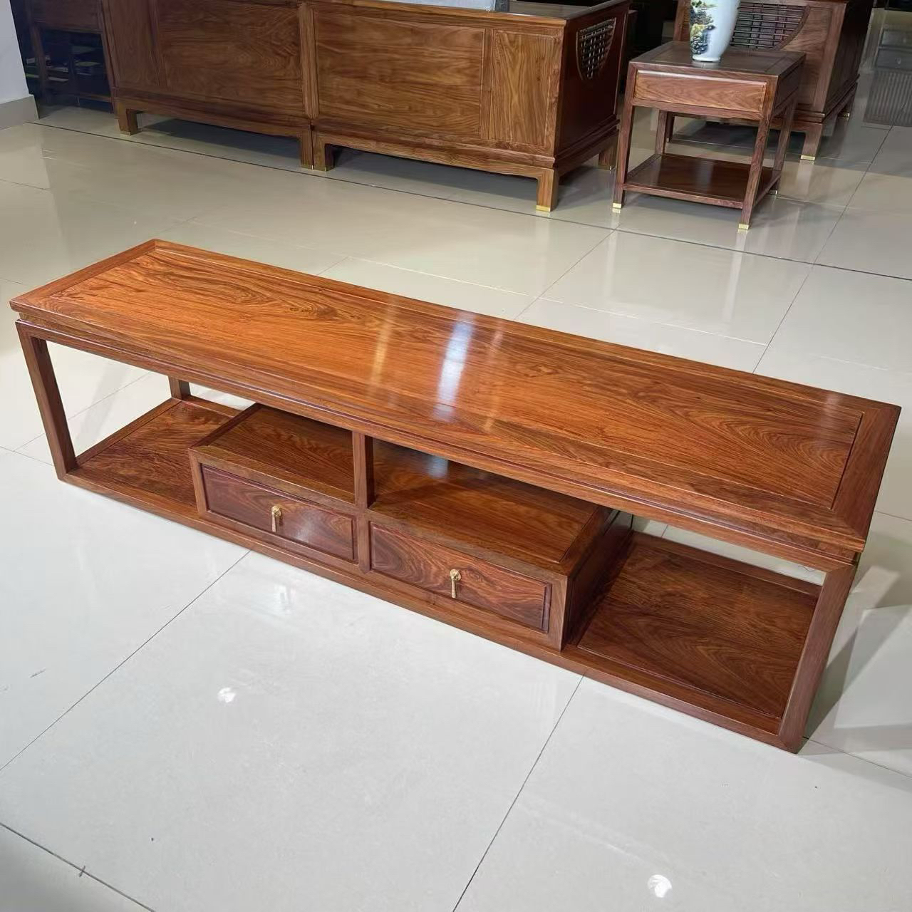 国标红木刺猬紫檀素面电视柜中式客厅新中式电视机柜花梨木纯原木