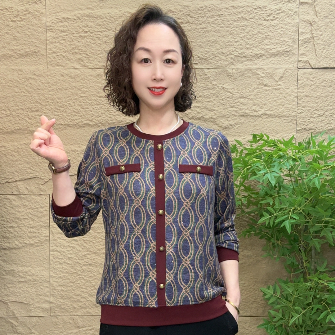 时尚妈妈装秋季宽松小香风气质减龄休闲女士长袖漂亮小衫百搭上衣