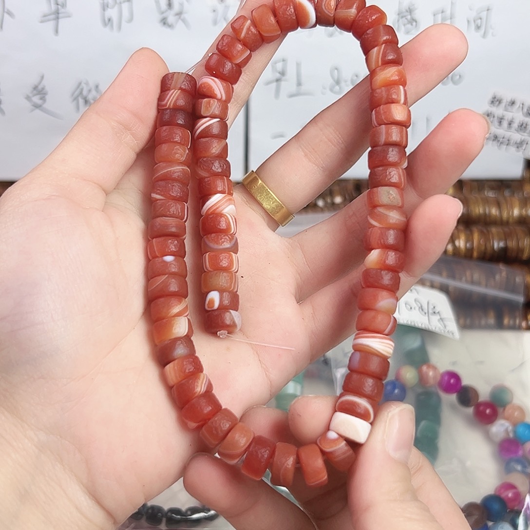 玛瑙/玉髓合金珠宝半成品h732 10m 丝绸之路隔珠一条 原价50！