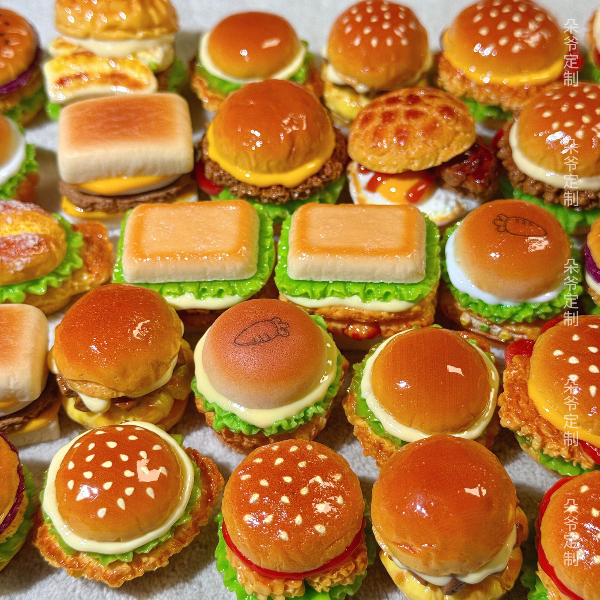 DUOYE/朵爷定制【犄角旮旯系列-汉堡写实混8-现H】diy树脂食玩配件